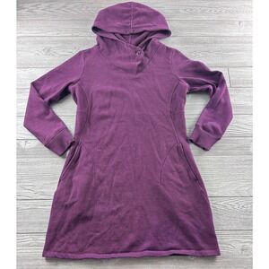 Toad&Co Womens Purple Organic Cotton Fleece Hoodie Dress Large 1714